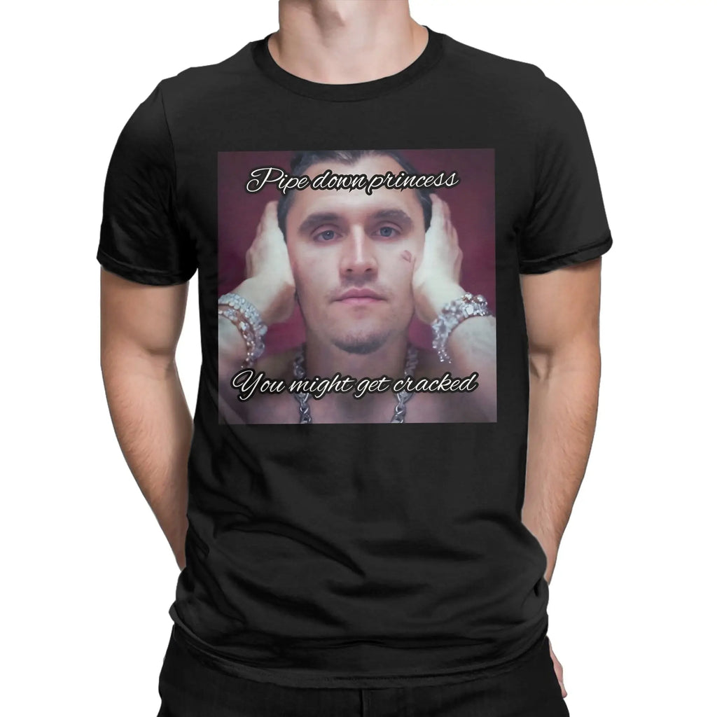 Men's Charlie Kirk  Face Rapper Meme  T Shirt  Cotton Tops Funny Short Sleeve O Neck Tee Shirt Plus Size T-Shirt
